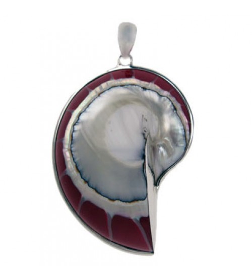Red Shell Pendant, Sterling Silver
